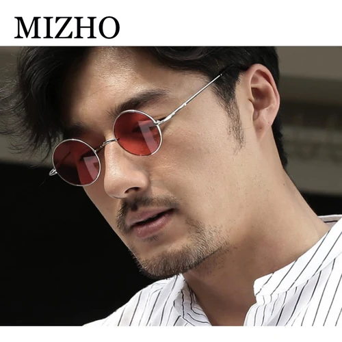 MIZHO gafas de sol de Metal vintage para mujer, diseño de marca Punk, gafas amarillas, gafas de sol redondas rojas, protección UV polarizada para hombre