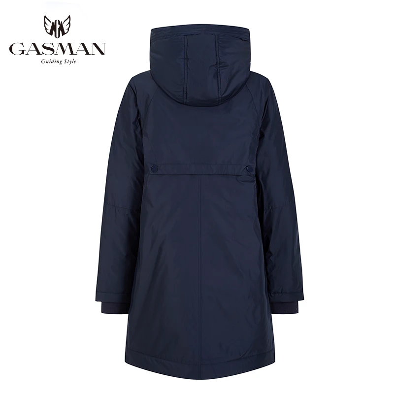 GASMAN Fashion brand blue warm autumn women\'s jacket Long hooded jacket for women coat solid cotton Female windproof down parka