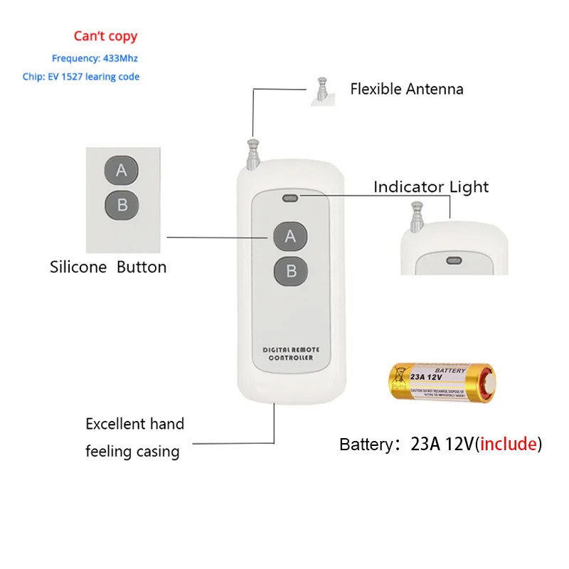 433 ميجا هرتز العالمي اللاسلكية RF التحكم عن بعد تشغيل/إيقاف الارسال لا استنساخ ل بوابة جراج الباب لمبة مصباح DIY بها بنفسك مفتاح فوب تحكم