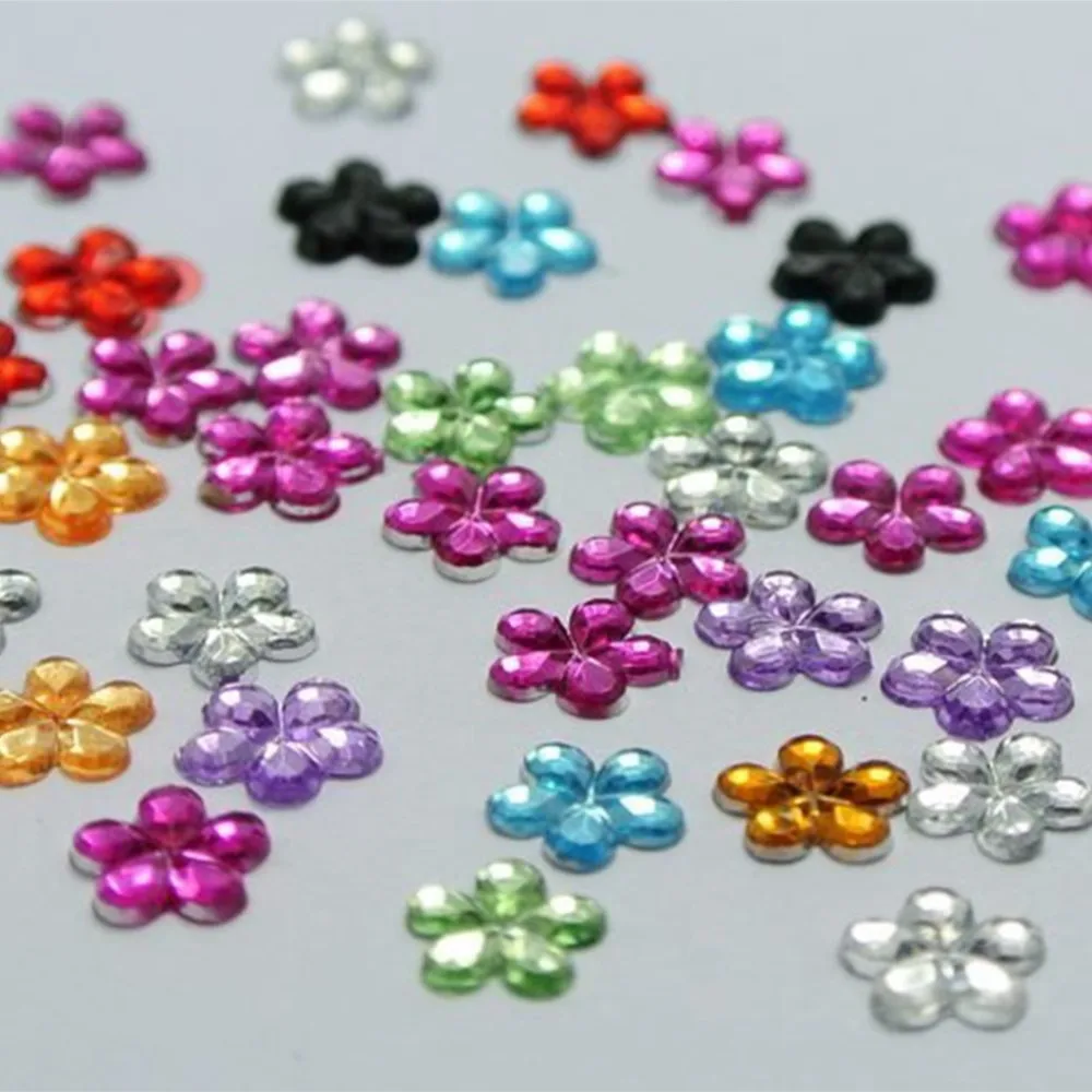 1000 Acrylic Flatback Flower Rhinestone Gem 6mm DIY Embellishments Color Choice