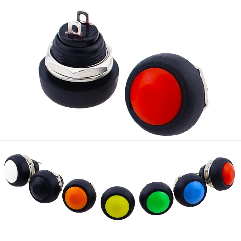 1Pcs 2Pin Mini Switch 12mm 1A waterproof switch pbs33b 12v momentary Push button Switch reset Non-locking pbs-33b