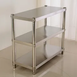 Stainless Steel Kitchen Shelf, Thickening Multi-Function Storage Rack, Hotel Utensils Storage Microwave Oven Rack