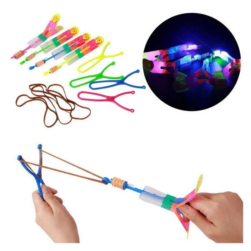 20PCS Party Articles Glowing Slingshot Flying Arrow Glowing Rotating Dragonfly Kids Toys Party Decoration Festival Accessories