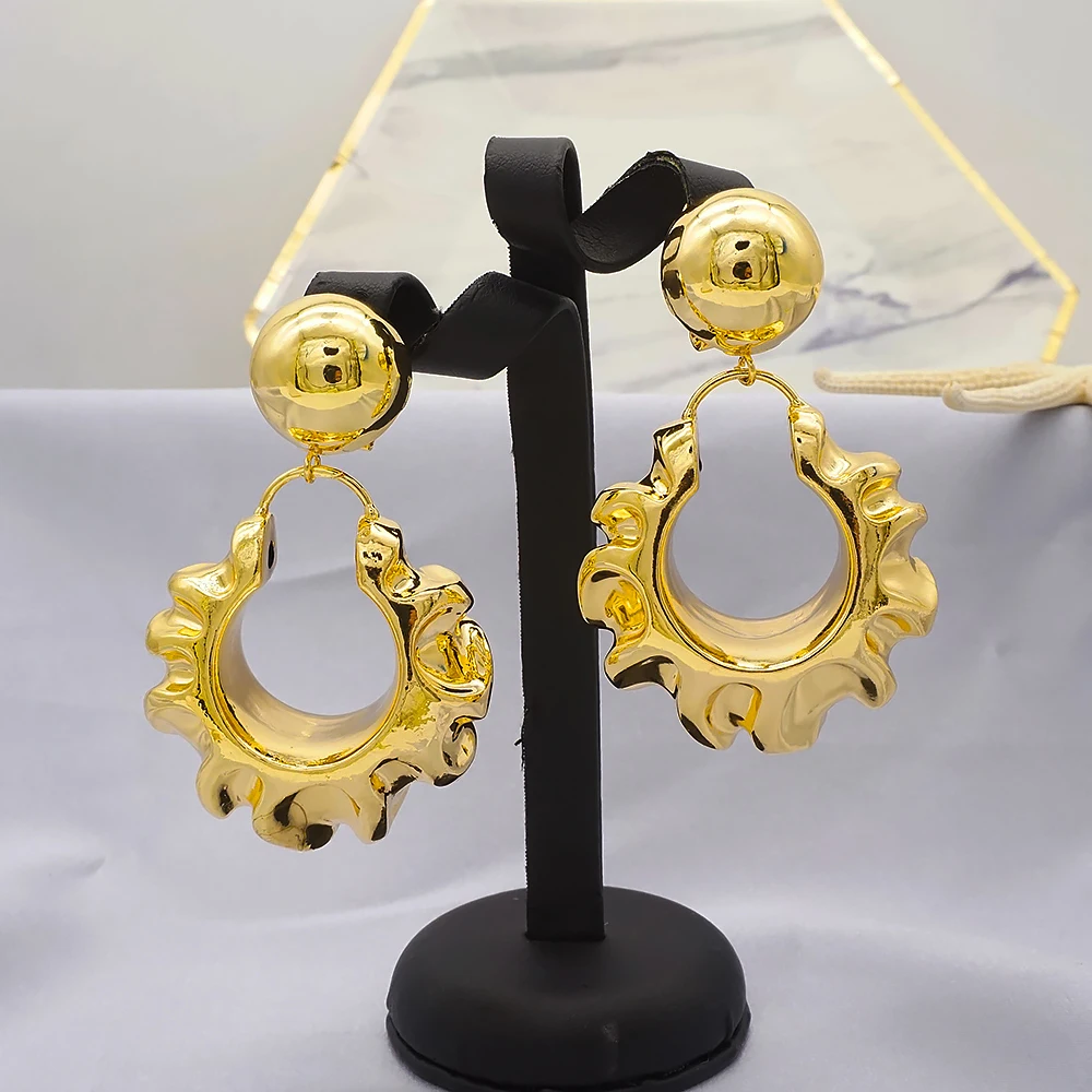 

Fashion Big Earrings New Trendy Gold Drop Earrings Jewelry Wholesale Round Large Size Statement Earrings For Women