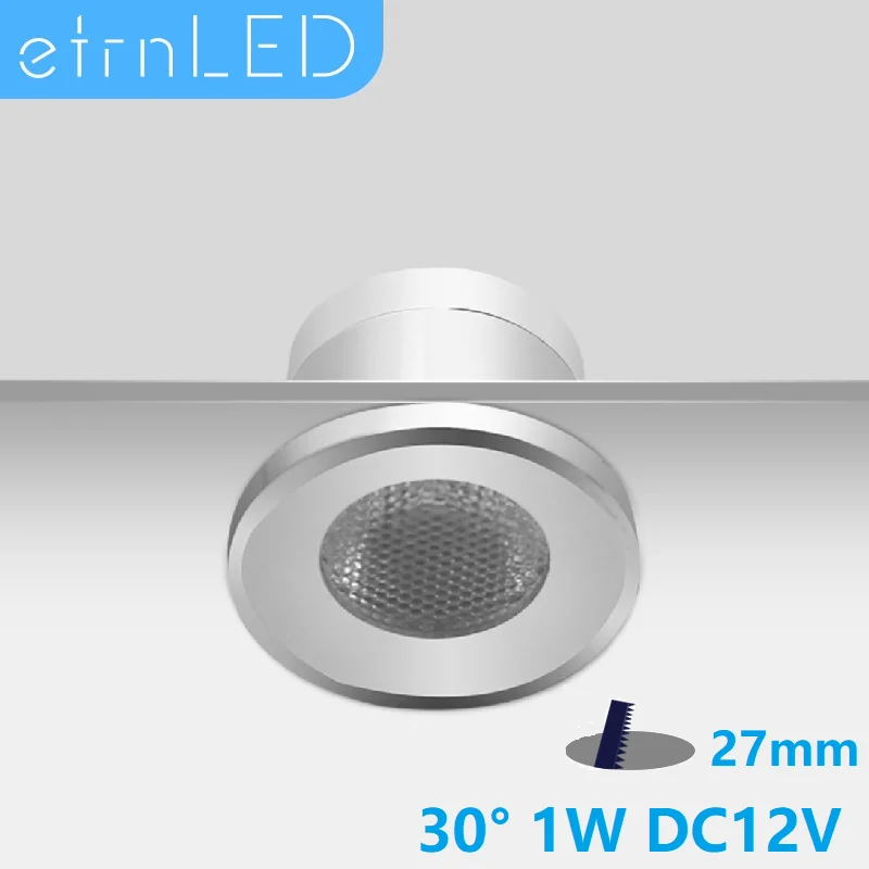 etrnLED 12V Led Spotlights Mini Down Light 1W Indoor Recessed Ceiling Spots Lamp for Home Showcase Cabinet Small Dimmable Focus