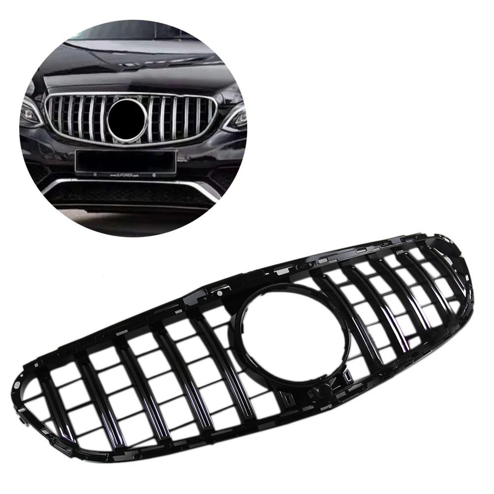 

Car Front Grille GT Black Grill For Mercedes Benz E-Class W212 Sedan E200 E250 E300 E350 E400 E500 2014 2015 2016 ABS