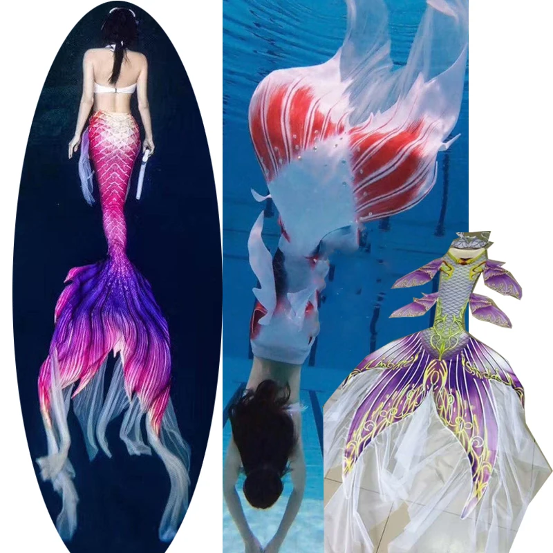 Custom Made Mermaid Tail Swimsuit For Adults kids Women Professional Diving Show Performance Clothing Mermaid Cosplay Costumes