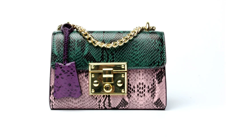 

Snake Pattern Luxury Small Metal Chain Bag High Quality Crossbody Bags Women Leather Shoulder Bag