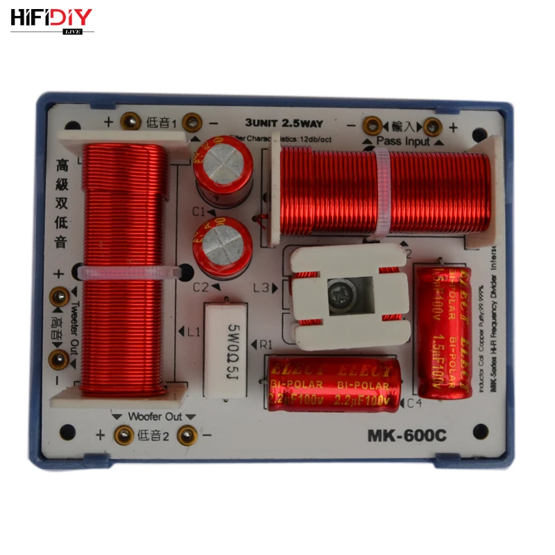 HIFIDIY LIVE MK-600C 2.5/3 Way 3 speaker Unit (Tweeter +mid-bass +bass)HiFi Speakers audio  Frequency Divider Crossover Filters