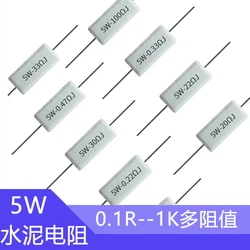 10個5ワット5% セメント抵抗の電力抵抗0.47 4.7 47 470 rオーム4K7 47 18k 0.47R 4R7 47R 470R