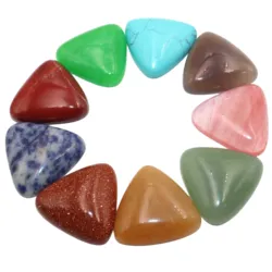 5Pcs 25MM Natural Stone Cabochons Triangle Shape Agates Quartz Jaspers Crystal Beads For Jewelry Making DIY Necklace Accessories