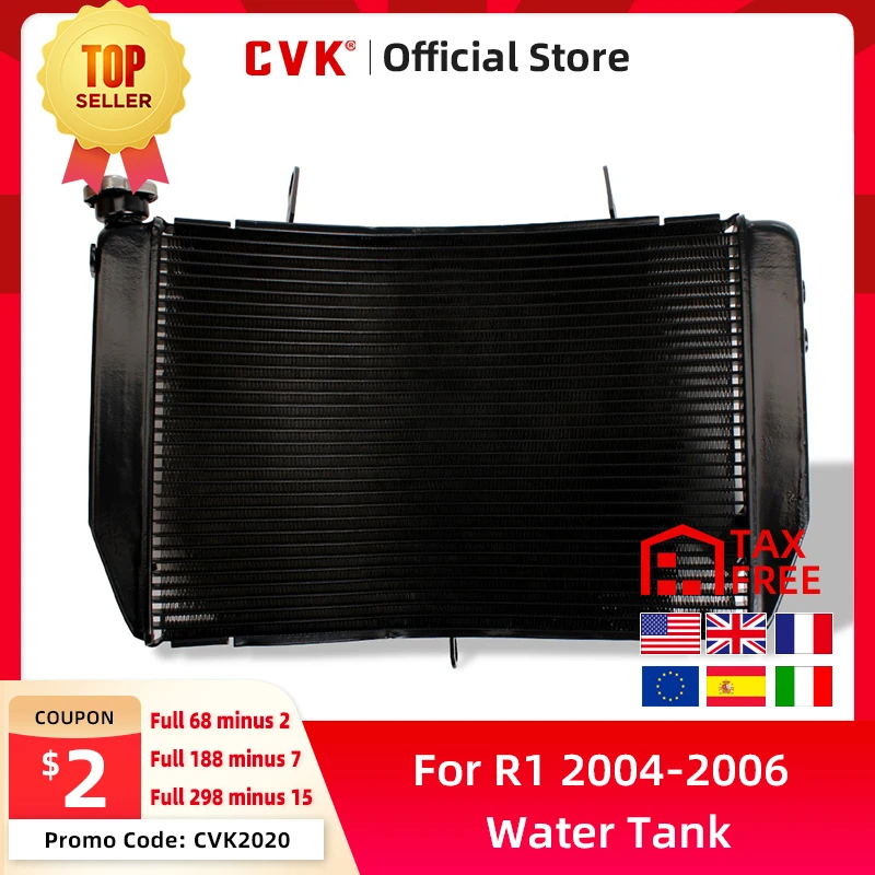 CVK Motorcycle Radiator Cooler Cooling Water Tank For YAMAHA YZF1000 YZFR1  2004 2005 2006 R1 YZF-R1 04 05 06 Aluminum Black