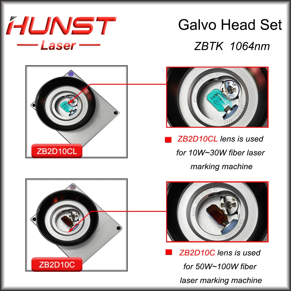 Hunst ZBTK Fiber Laser Scan Galvo Head Set 1064nm Apeature 10mm Galvanometer Scanner with Power Supply