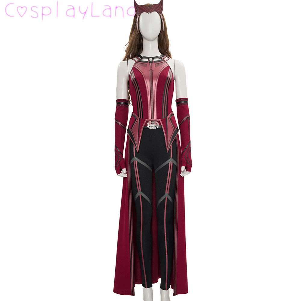 Superheroine Wanda Outfit Scarlet Cosplay Witch Costume Maximoff Red Suit with Mask High Heel Shoes Halloween Carnival Costumes