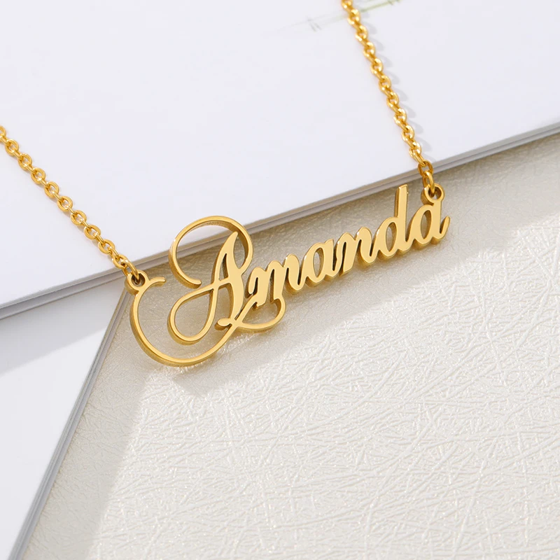 Fascinating Cursive Nameplate Charm Necklace Personalized Women Jewelry Custom Any Name Pendants Gifts For Her BFF Collar Mujer