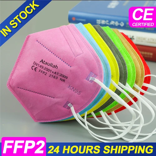 Ataullah ffp2 mascarilla kn95 Mascarillas 5 capas de filtración desechable máscara transpirable protectora a prueba de polvo máscara bucal fpp2 kn95