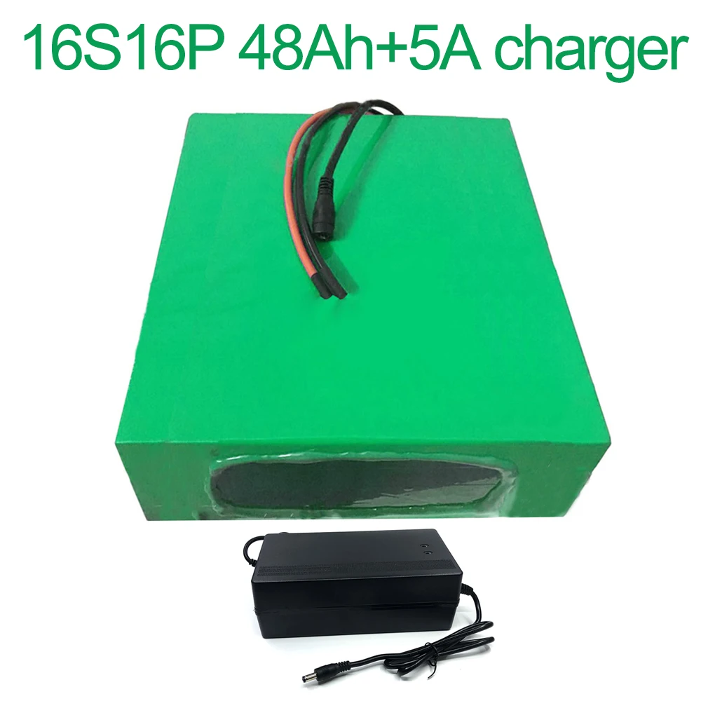 

With 5A charger 60V 48Ah 16S16P 18650 Li-ion Battery electric two Three wheeled motorcycle bicycle ebike 310*305*70mm