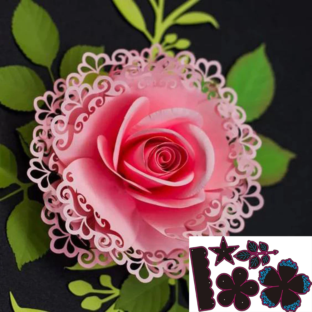 Metal Cutting Dies For Scrapbooking Die Rose Flower Leaves Cut Dies DIY Paper Cards Craft Diy Metal Cutting Dies Flowers Tree