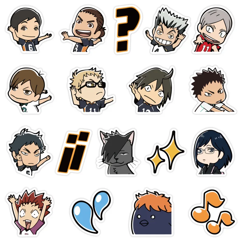 Haikyuu!! 40Pcs Kawaii Cute Stickers Journal Hinata Shoyo Kageyama Tobio Scrapbooking Diary Planner Sticker Stationery