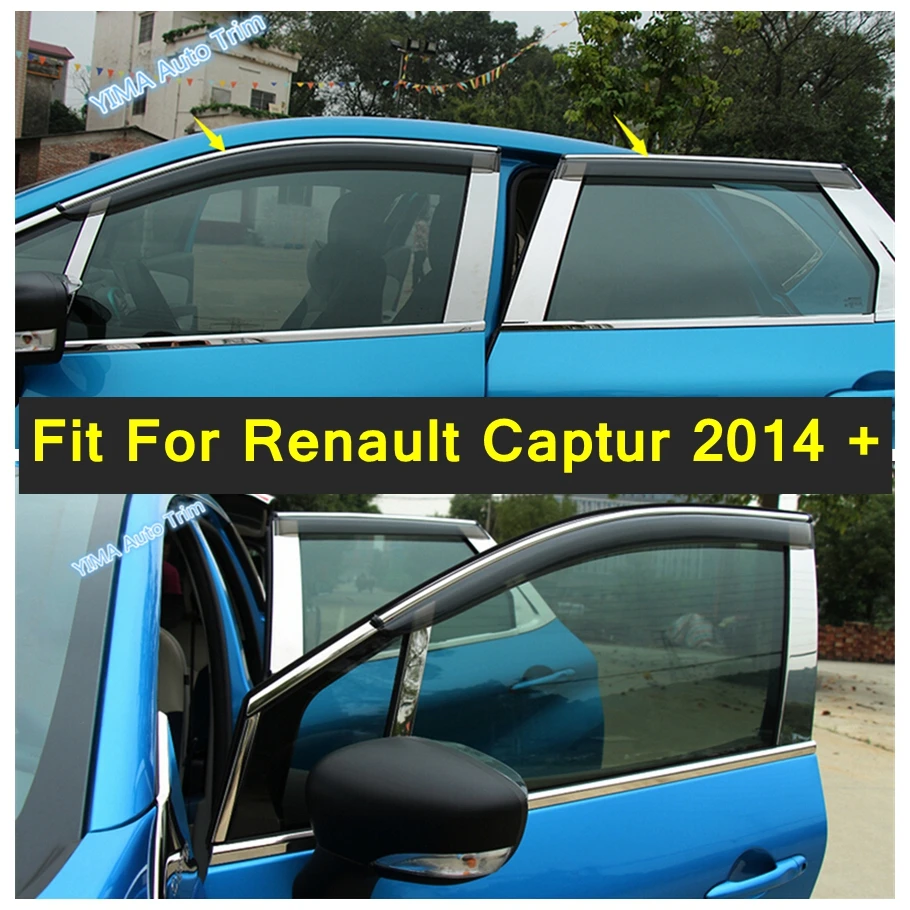 

Lapetus 4 Pcs Accessories For Renault Captur 2014 - 2016 Window Visors Awnings Wind Rain Shield Deflector Visor Guard Vent Cover