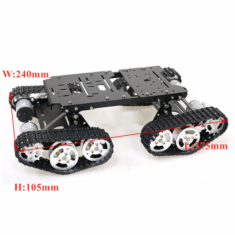 Remote Control 4wd Shock Absorber Robot Tank Chassis Kit with 4pcs 12V DC Motor Aluminum Alloy Frame for Arduino DIY TS400