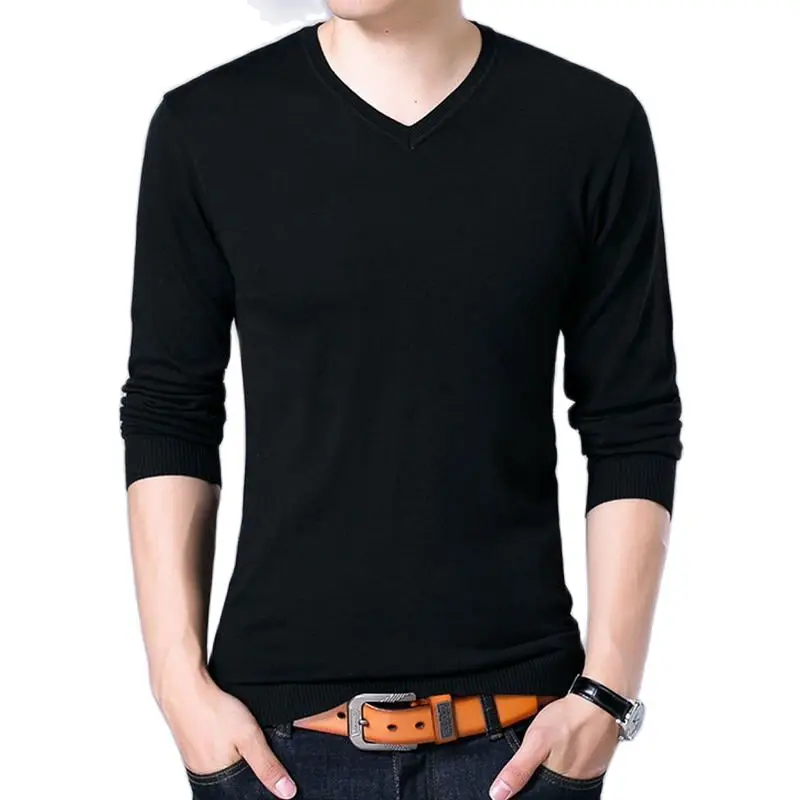 Hombres Pullover O-neck Slim Fit Knitting Hombres Long Sleeve Sweaters Fashion V-neck Mens Sweaters Big Size N5870