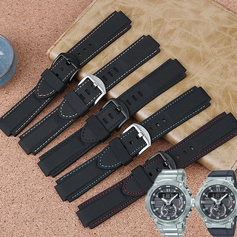 Silicone Watch Band Straps For Casio GST-B200 Series New G-steel Men Sports GST B200 Bracelet with Wire Watches Accessorie belt
