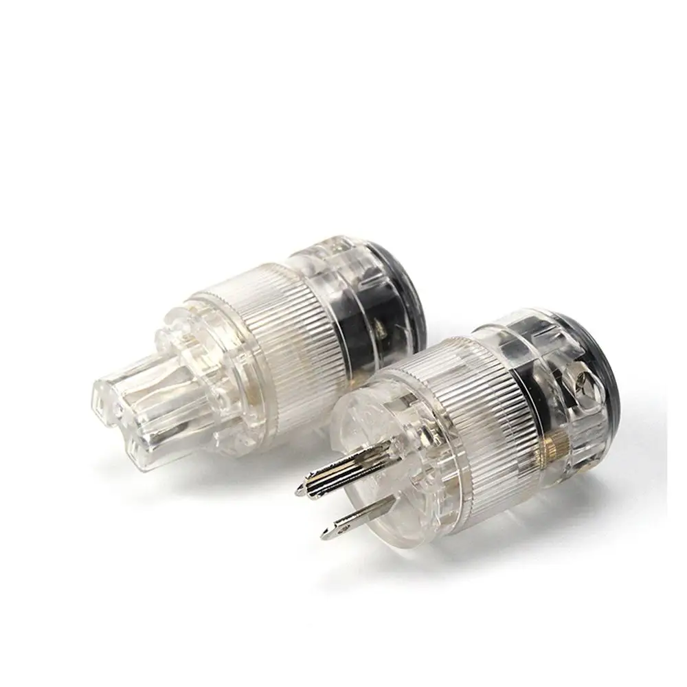 Hifi US Clear Rhodium Plated Copper Male Plug Hifi Power Connector Plug Jack Socket Audio Power Socket American