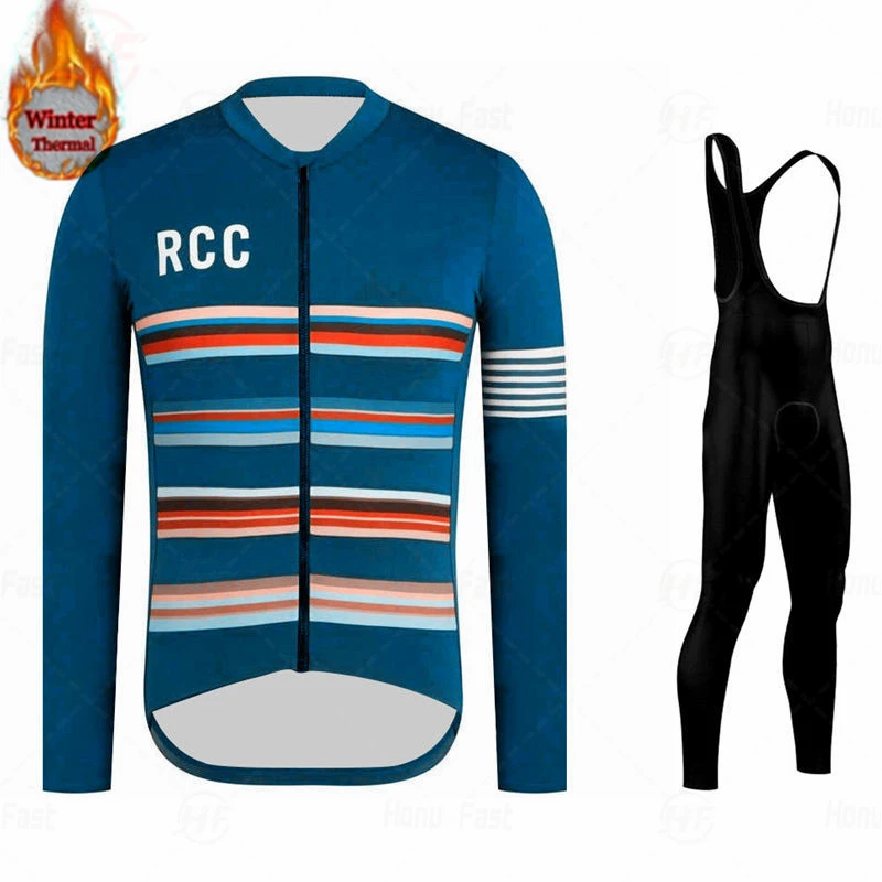 Thermal Fleece Cycling Clothing for Men, Jersey Suit, Outdoor Riding Bike Clothes, MTB Long Bib Pants Set, Warm, Winter