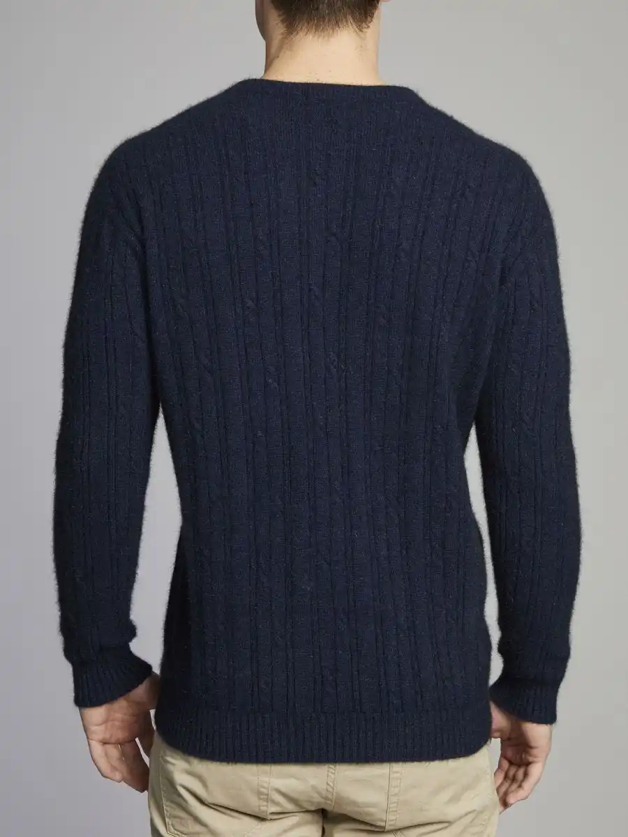 Men\'s Soft Merino wool Thermal Stitch Crewneck Sweater