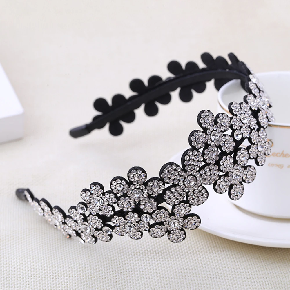 Retro Women Flower Headband Luxury Czech Crystal Non-slip Border Girl Hairpin Ms Fancy Hair Accessiftsories Hairband