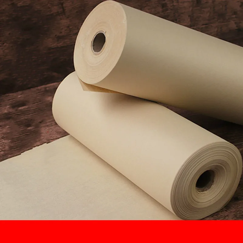 100m Xuan Paper Chinese Semi-Raw Rice Paper For Chinese Painting Calligraphy Rolling Raw Bamboo Paper Handicraft Supplies