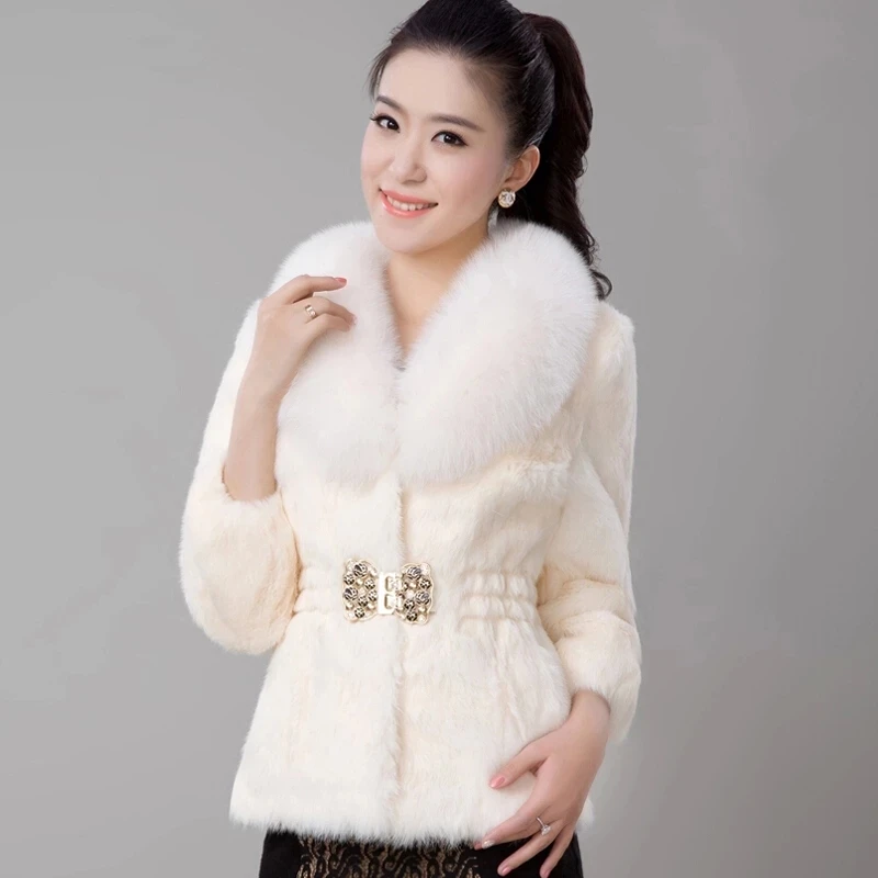 New Short Fur Coat Women Jacket 2024 Autumn Winter Imitation Rabbit Hair Short Korean Loose Thin Large Fur Collar Women Coat