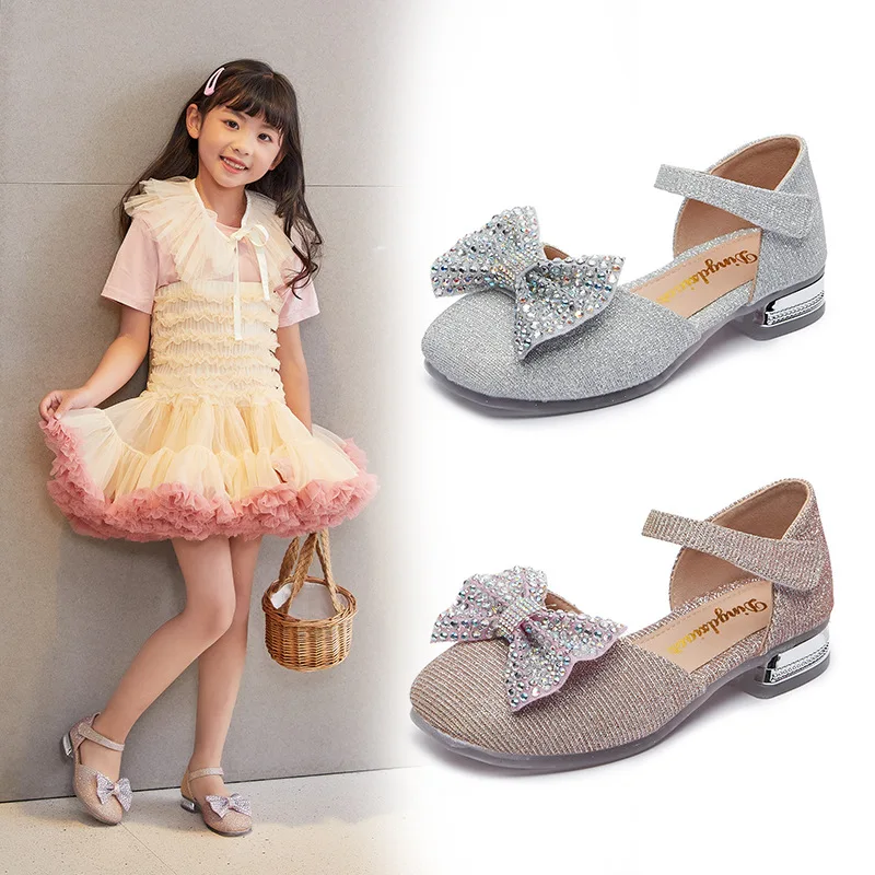 

Gold Silver Childrens Leather Shoes Girls Princess Sandal Soft-soled Bling Bling Kids Dance Performance Shoes Chaussure Fille