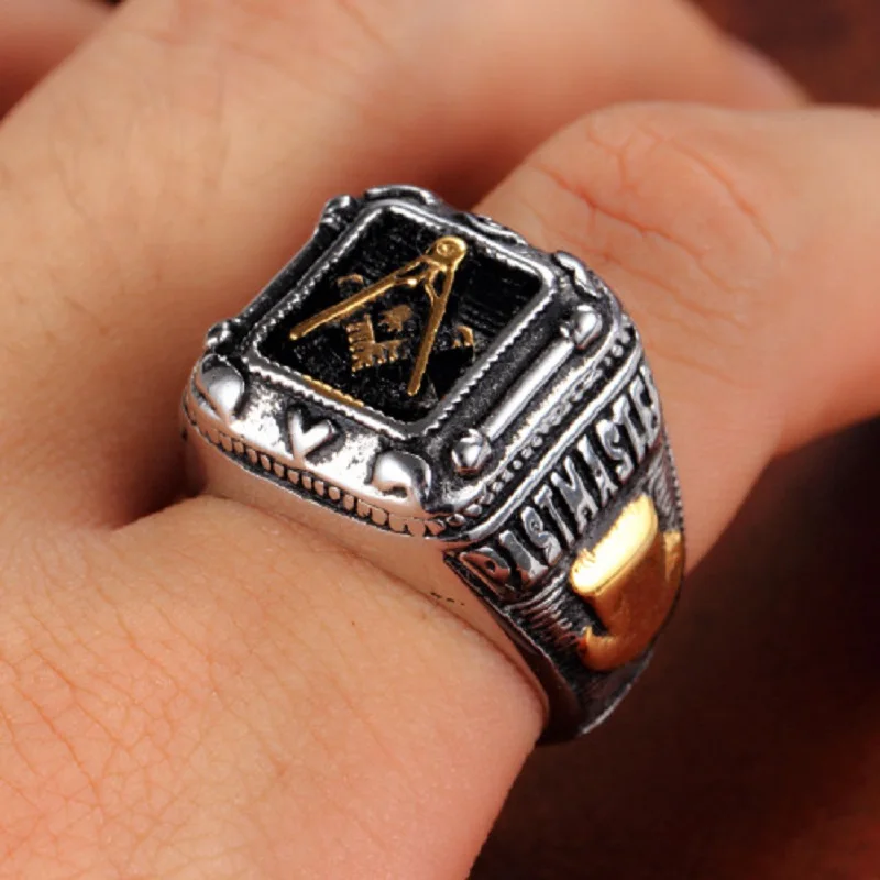 Europe and the United States stainless steel ring men \'s jewelry wholesale retro Masonic ring titanium steel ring