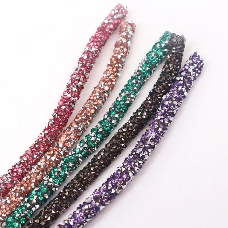 1meter 7mm Glitter Sequins Rhinestones Soft Tube Cord Rope String for DIY Clothing Shoes Hat Jewelry Bracelet Party Decoration