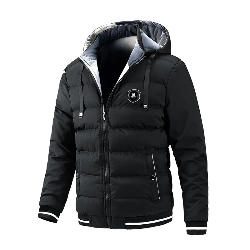 2022 Cotton-padded Jacket Men Winter Korean Version Both Side Wear Thickening Cotton Jacket Hat Casual Parkas Winter Jacket Men