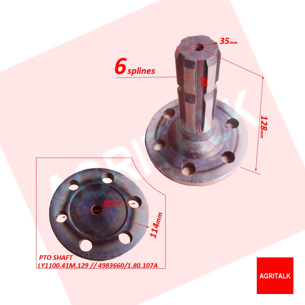 Imagem -02 - Eixo Pto para Trator Yituo X904 Ranhuras 4983660 1. Tas1022.107a Ly1100.41m.129