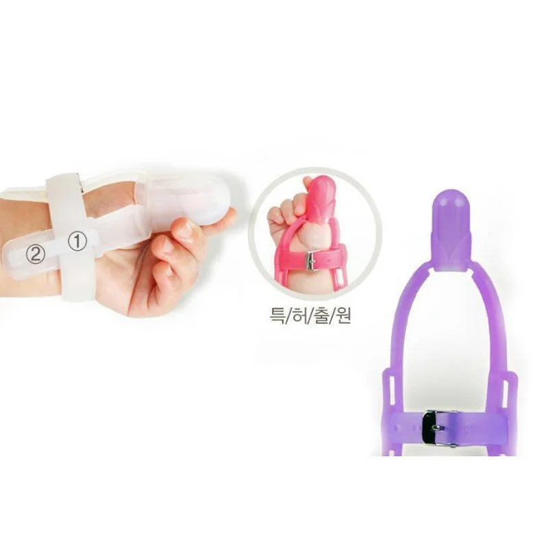 Baby Boys Girls Non-Toxic Silicone Thumb Sucking Stop Finger Guard Treatment Kit to Stop Thumb Sucking Bite Correction Safety