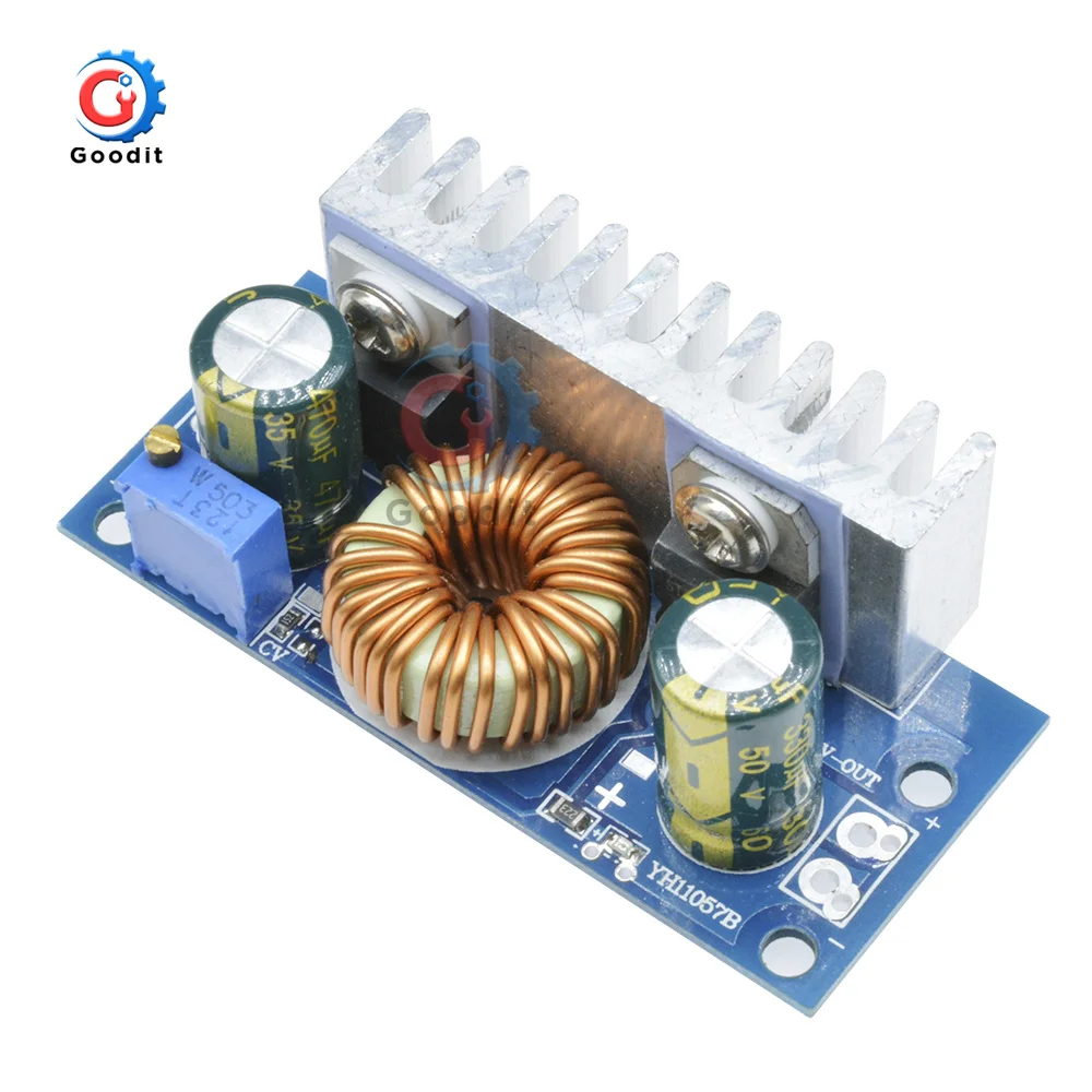 DC-DC Boost Converter Non-isolated Short Circuit Step-Up Power Supply Module With Heat Sink Adjustable 4.5V-32V to 5-42V 6A