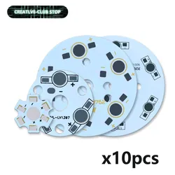 Panel de lámpara de uds, disipador de calor de alto brillo, tablero de luz redondo de sustrato de aluminio para luz de techo, 10 LED PCB, 1W, 3W, 5W, 7W