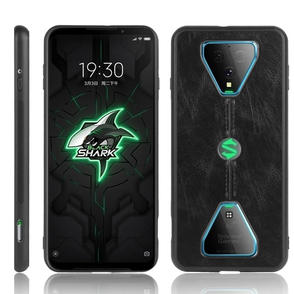 For Xiaomi Black Shark 3 Pro Case Suture Soft Edge PU Leather Hard