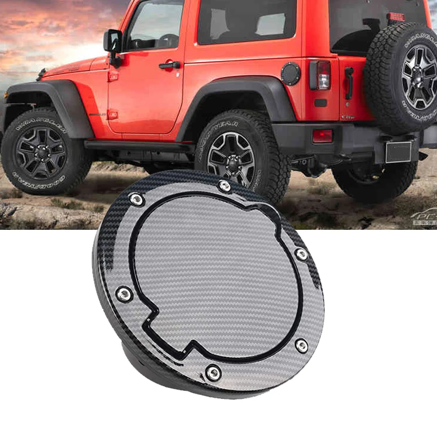 Fuel Tank Cover for Jeep Wrangler JK 2007-2017 Car Oil Tank Cap Cover Carbon Fiber Print Color Styling Accessories