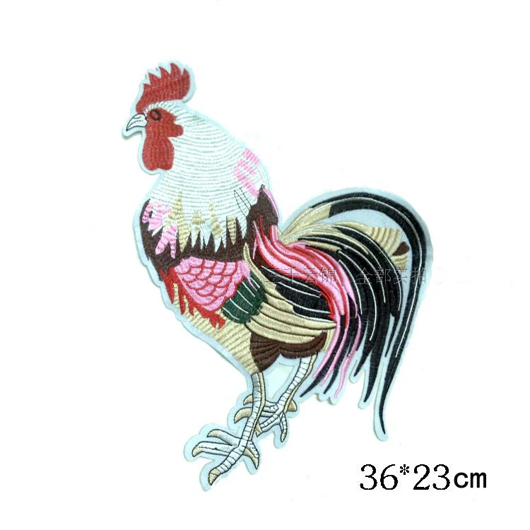 1Pcs/lot Large fashion cartoon colorful embroidery cock/rooster patch cloth sweater coat clothes patches A483