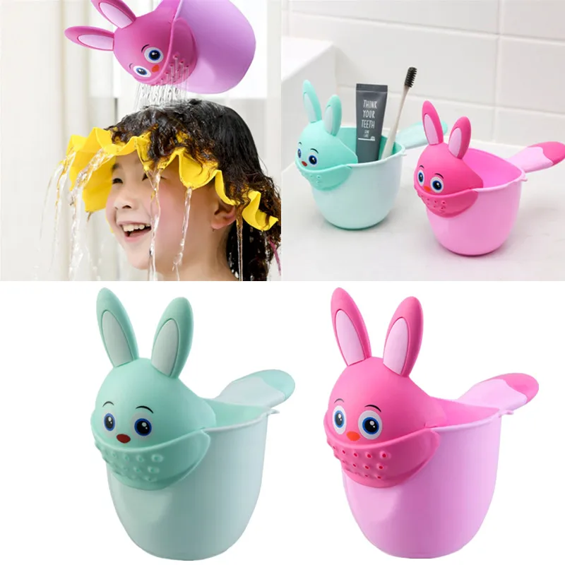 Baby Bath Waterfall Rinser Kids Children Shower Shampoo Rinse Cup Cute Cartoon Shower Washing Head Watering Spoon Bathing Cups