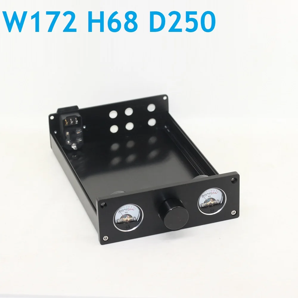 

W172 H60 Anodized Aluminum DIY DAC Decoder Enclosure Power Filter Shell Dual VU Meter Preamp Amplifier Housing Rear Amp Hifi PSU