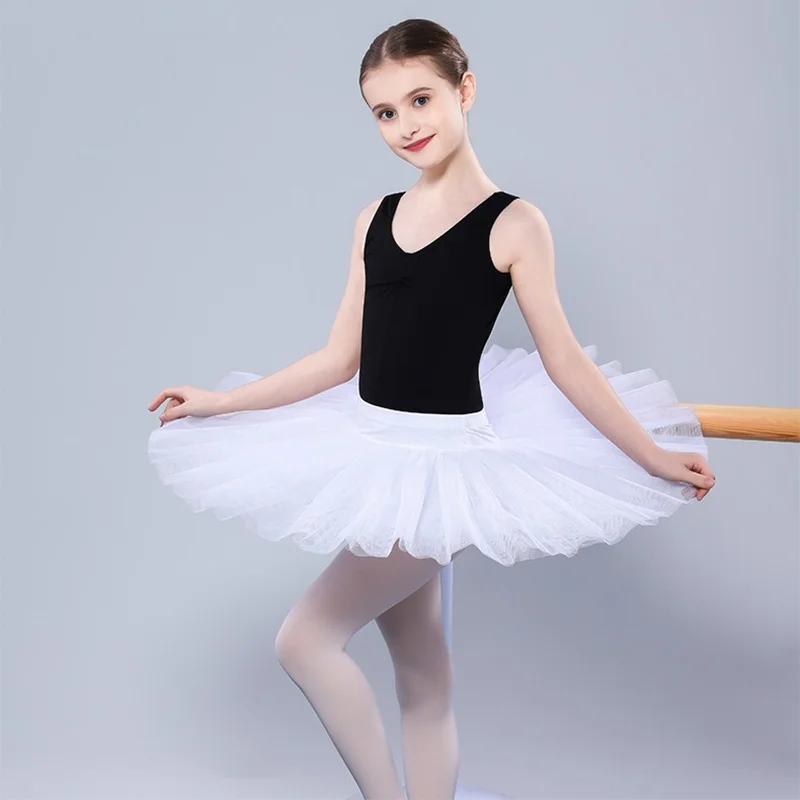 Niña niños rendimiento Ballet clásico baile lago de los cisnes tutú blanco negro malla dura falda de tul tutús con calzoncillos al por mayor