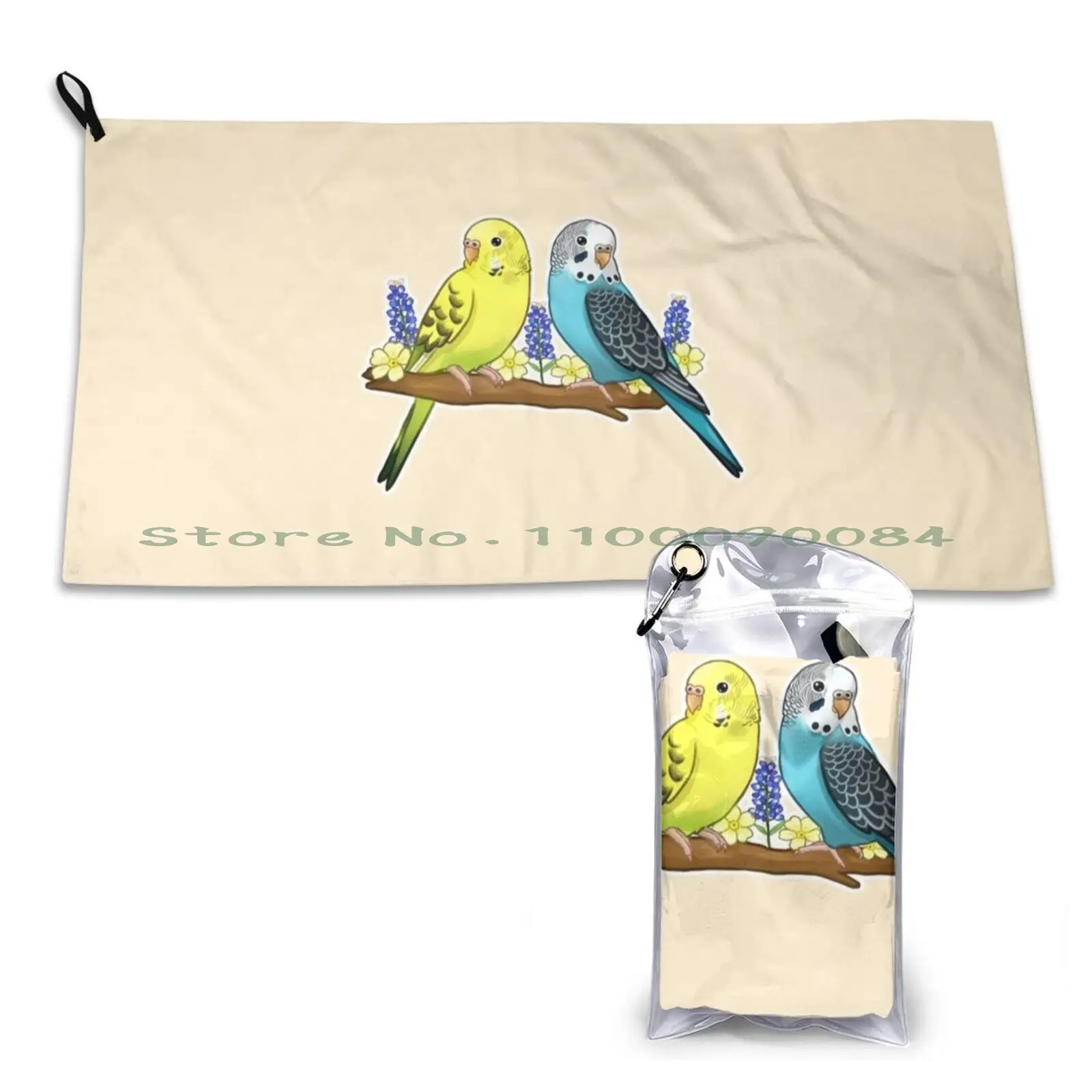 Cute Budgies Quick Dry Towel Gym Sports Bath Portable Cute Budgies Parrots Bluebonnet Primrose Cute Pet Birds Cute Birb Cute