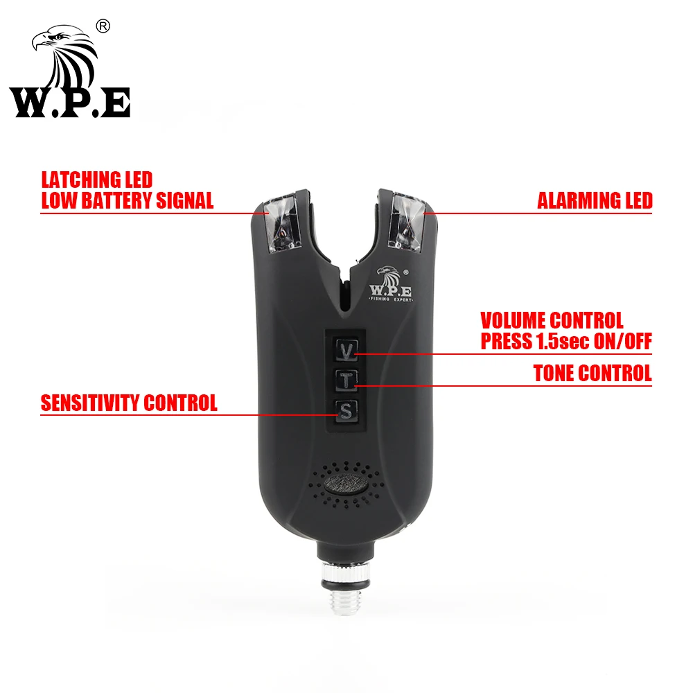W.P.E 4+1 Carp Fishing Bite Alarm Set Alert Luminous LED Fishing Indicator Electronic European Carp Fishing Tackle Accessories