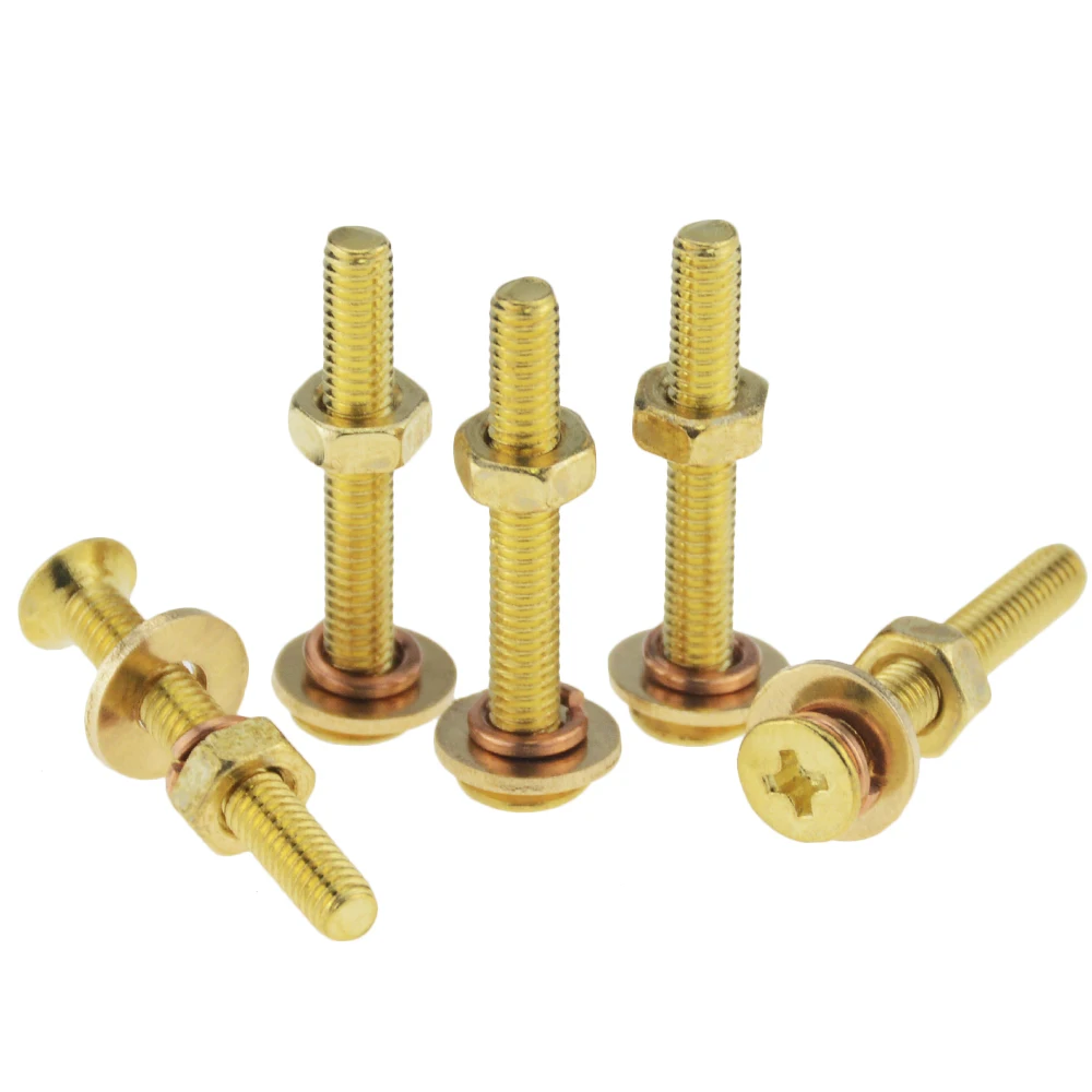 5 Set M3 M4 Copper Countersunk Head Cross Screw Nut Set Outer Hexagon Nut Washer Spring Washer Combination M3x8 M3x16 M4x8 M4x30